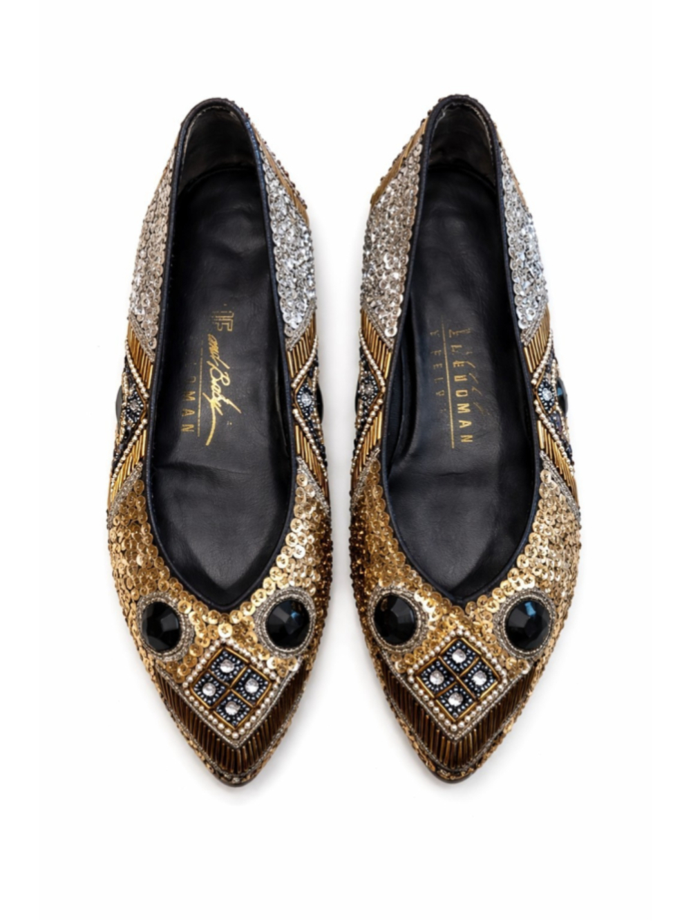 Vtg Frankie And Baby Beverly Feldman Size 7.5 Embellished Flats Beaded Sequins